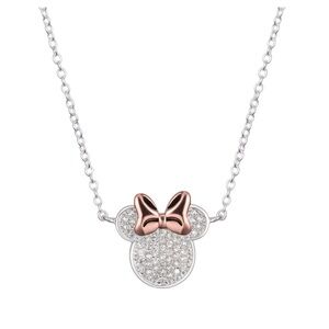 Disney Minnie Mouse Classics Cubic Zirconia Pure Silver 18 Inch Cable Necklace